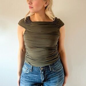 Moss Green Off the Shoulder Top